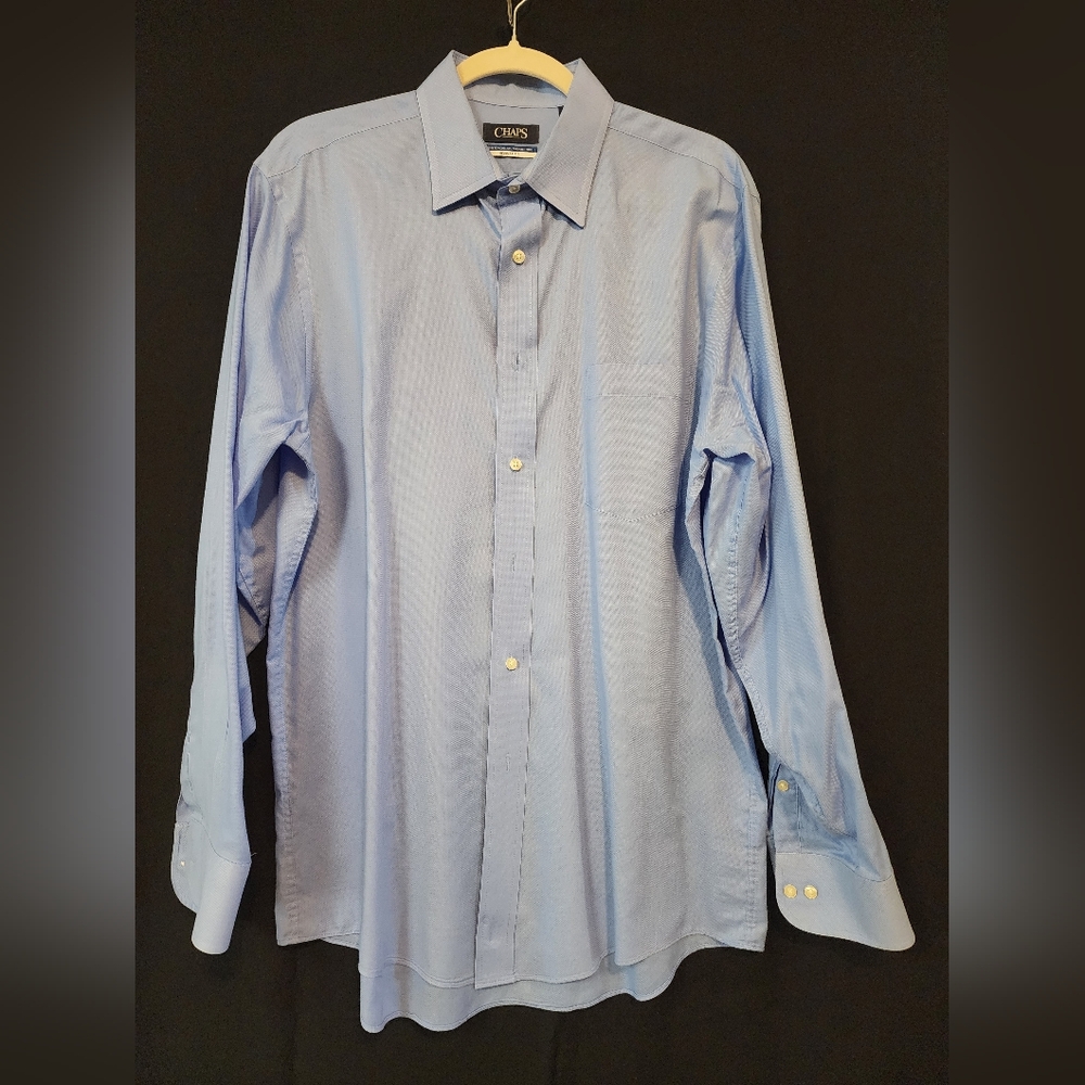 Chaps Blue Dress Shirt Classic Long-Sleeve